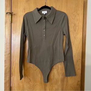 NWT Kia Ribbed Bodysuit in Vetiver